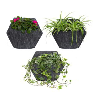 Wall planter - Pak 3 zwarte met textil afdekking